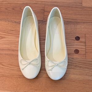 Butter yellow heeled ballet shoe